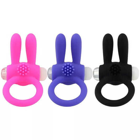 Anel Peniano Vibratório Rabbit em Silicone – Estímulo Duplo (Cores Variadas)