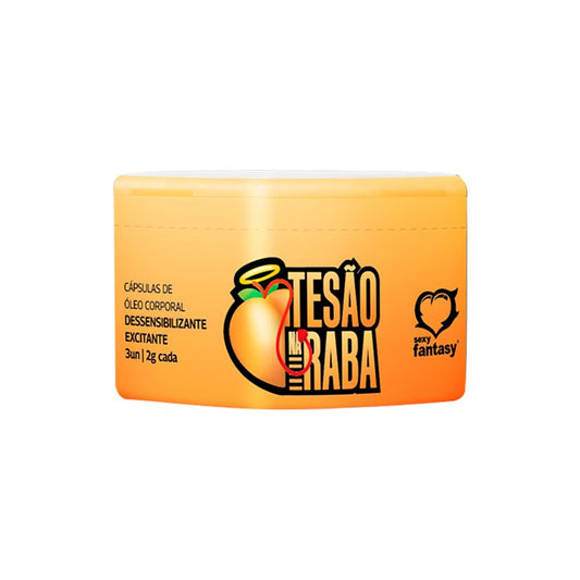 TESÃO NA RABA CÁPSULAS DE ÓLEO CORPORAL DESSENSIBILIZANTE EXCITANTE 3 UNIDADES SEXY FANTASY